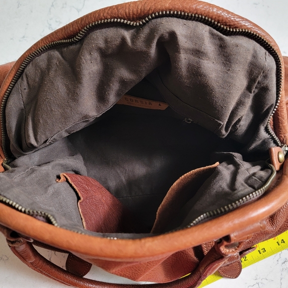 Corsia Italian Leather Satchel Bag Brown Distressed Vintage Style - Picture 8 of 12